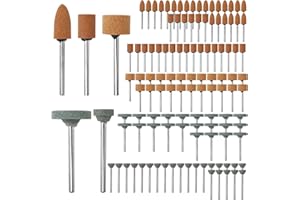 CBWERBB 120 PCS Grinding Wheel Head, 5 Shapes Sanding Bits for Rotary Tool Accessories, 3mm Shank Drill Sanding Attachment for Metal, Glass, Stone, Jewelry Polishing, Grinding and Deburring