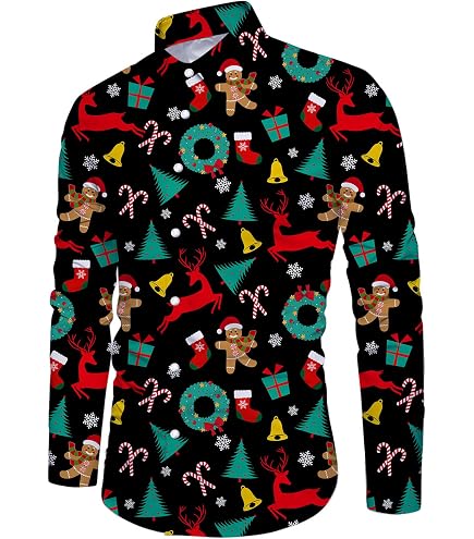 Weihnachtshemd Herren Langarmshirt, Lustig Weihnach Produktbild-Vorschau 4