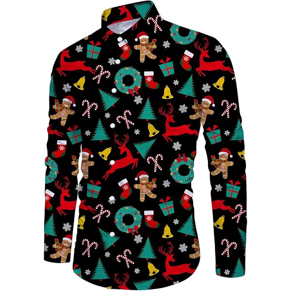 Produktbild von Hemd Weihnachten Herren Lustig Langarmhemd Button Down