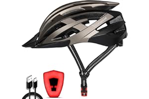 VICTGOAL Casco Bicicleta Adulto con Seguridad LED Luz Trasera Casco de Montaña para Hombres Mujeres Casco Bicicleta con Visera Desmontable 57-61 CM