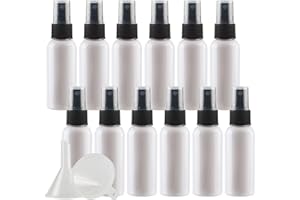 ZEOABSY 24 Pezzi 50ml Flaconi Spray Vuoti, Bottiglie Spray Bianco Plastica Fine Nebbia Bottiglia Set da Viaggio, Flacone Spray Atomizzatore Vuoto con Pompa Nero, Alcool Profumo Sprayper