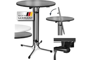 ‎BEAUTISSU Beautissu Stehtisch Klappbar 80 cm Sylt – Stehtisch Outdoor Höhenverstellbar Hitze- & Wetterbeständig leichte Montage TÜV – Klapptisch Partytisch Kratzfest Bartisch Bistrotisch Outdoor Rund Anthrazit