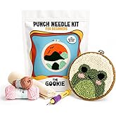 Punch Kit Beginner Level Embroidery Kit Staple Needle Tool Set with Fabric, Sewing Needles, Threads and Circles