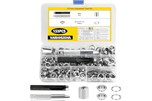VARHHUXHA 153 SetOjales Metalicos, 10mmOjales para Lonas, Kit de Ojetes Metalicos, Alicates Ojales para Tela, Cuero, Cortinas, Zapatos, Manualidades con Kit de Herramientas para Ojales de Metal