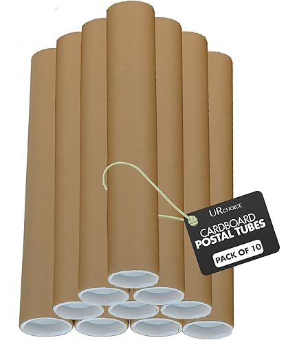 5 Cardboard Postal Tubes With Plastic End Caps – 76mm X 330mm, For Posters, Maps, Plans, A0-A4 Documents