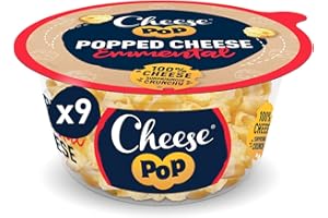 ‎CHEESEPOP Cheesepop Überraschenderweise Knusprig & Luftig, Geringfügig Glatt & Nussig | Eiweißreiche | 100% Emmental Käse Geknallt Snack, 9x65g