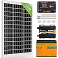 ECO-WORTHY Kit Pannello Solare Monocristallino Off Grid 120W 12V ad Alta Efficienza: Pannello Solare 120W Mono e Batteria Lif