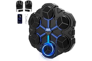 Uwelliky Máquina de Boxeo Musical, Bluetooth Music Boxing Machine con 3 Modos de 12 Velocidad, LED Boxeador de Pared, Entrenamiento en Casa, Guantes de Boxeo Incluidos, Ideal para Adultos y Niños