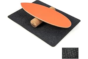 FANTASK Balance Board in legno, Balance Trainer Trickboard per la casa, con rullo in sughero, Balance Board in 8 strati di legno di alta qualità, colore arancione