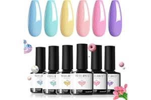 modelones Vernis Semi Permanent Pastel,6 Couleurs Vernis à Ongles -Gel Uv Semi Permanent Rose Bleu Violet Vert-Soak Off UV/LED Vernis Gel Uv Pour Gel Nail Polish Salon De Manucure DIY Nageldesign