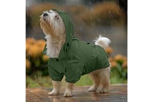 Navaris Cappotto Impermeabile Cane Taglia Piccola - Mantellina Pioggia - Mantella Antipioggia con Cappuccio Rimovibile - Impermeabili per Cani - Kway Cane - Misura S - Verde