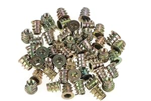 BORDSTRACT Inserto filettato per dado avvitato legno, 50 pezzi M4 x 15 mm, zinco, esagonale, flangiato, filettatura parziale M4, mano sinistra, commercial grade