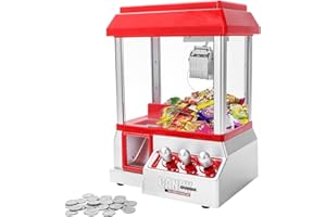 KingSaid Distributeur Bonbon – Machine à Bonbons Candy Grabber – Mini Coin Pusher à Pince Musicale avec 20 Jetons – Jouet Arcade à Piles pour – Distributeur de Bonbons et Petits Jouets