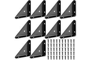 JJWUYUE 10 Pezzi Angolari Metallici, Angolo Metallo Nero, Connettore Angolare 90 Gradi, Angolare per Mobili, Angolare di Fissaggio, Angolare Triangolare per Mobili in Legno Tavoli Armadi Sedie Angolari
