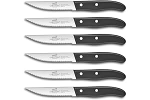 Sabatier International - Set de 6 couteaux à steak - Lames micro-dentées 12.5cm - Manches PP noir