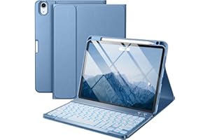 Vobafe Cover con Tastiera iPad Air 11 M3 M2 2025 2024/Air 5 4 Generazione(10,9 Pollici), Retroilluminazione a 7 Colori, Tastiera Staccabile Senza Fili, con Portapenna, Layout Italiano, Blu