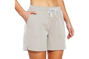 DAOJOSL Bermuda Shorts for Women Elastic Waist Summer Casual Short Pants Comfy Drawstring Gym Running Shorts with Pockets