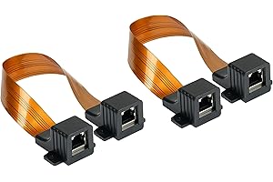 Good Connections RJ45 Ethernet LAN przepust drzwiowy/okienny – zestaw ekonomiczny 2-częściowy, bardzo płaski — obustronne gniazdo RJ45 — długość całkowita łącznie z wtyczką 25 cm, elastyczna długość