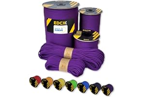EdcX Paracord 4 mm, más de 35+ Colores sólidos (10 m, 15m, 30m, 50m, 100m, 300m) | Ideal para Camping, al Aire Libre | Cuerda 100% Nailon 4mm | Cuerda Tactica 550 Tipo III