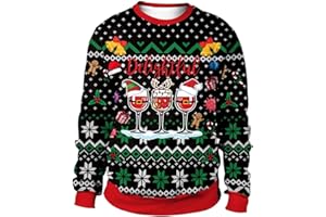 Jarseila Pulls de Noël Femme Moche Sweat de Noël Jumper Manches Longues T-Shirt Famille Pull Tops Xmas Père Noël Renne Flocon de Neige