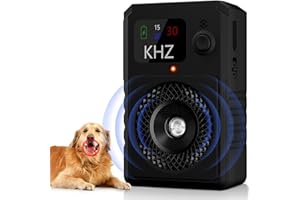 QEWEUUIE Antibell Ultraschall Gerät, 3 Modi Anti Bell Gerät Hunde, 55 Fuß, IPX5 wiederaufladbares Stopp Hundebell Gerät mit Farbdisplay, für den Innen-und Außenbereich geeignet–wirksam für Hunde aller Größen.