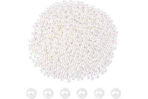 SLIVERDEW 1000 pièces de perles artificielles 4 mm Perles pour bricolage Perles rondes blanches pour la fabrication de bijoux Perles en vrac avec trous Petites perles artificielles à coudre pour bracelets et