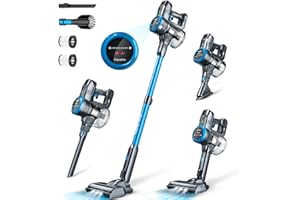 FABULETTA Akku Staubsauger, 6 in 1 Staubsauger Kabellos bis zu 50Min. Laufzeit, Leicht Akkusauger mit LED Display, Stielstaubsauger für Teppich, Hartboden und Tierhaare