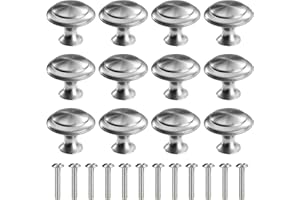 MengH-SHOP Perillas de Gabinete Redondas Perillas de Cajón Tiradores de Muebles Perilla de la Puerta con Tornillo Perillas Manijas para Armario Cajón Aparador Cocina 30mm 12 Piezas Plata