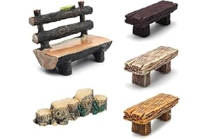 VZXQX Lot de 5 bancs de jardin miniatures pour maison de poupée - Décoration de jardin miniature - 1/12 - Mini banc de jardin en bois - Accessoires de Noël - Accessoires de crèche