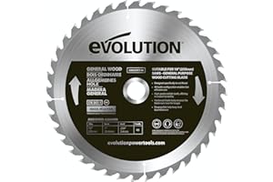 Evolution Power Tools GW255TCT-40 General Wood Carbide Tipped TCT Blade, For Table Saws and Mitre Saws, Smooth and Fast Cuts In Wood, Clean, Splinter Free Cut, 40 Teeth, 255 mm