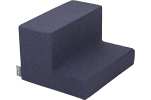 KiddyMoon Aire De Jeux en Mousse Parc Modulable en Mousse pour Enfants pour Le Jeu l'exercice Et La Construction avec Housses Amovibles Faciles À Nettoyer, Élément Marches, Bleu Foncé