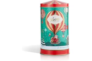 PASTIGLIE LEONE Leone dal 1857 - Latta Carillon con Gelatine ricoperte di Cioccolato Fondente - Edizione Limitata Natale in Mongolfiera - Latta con Carillon da 130 gr