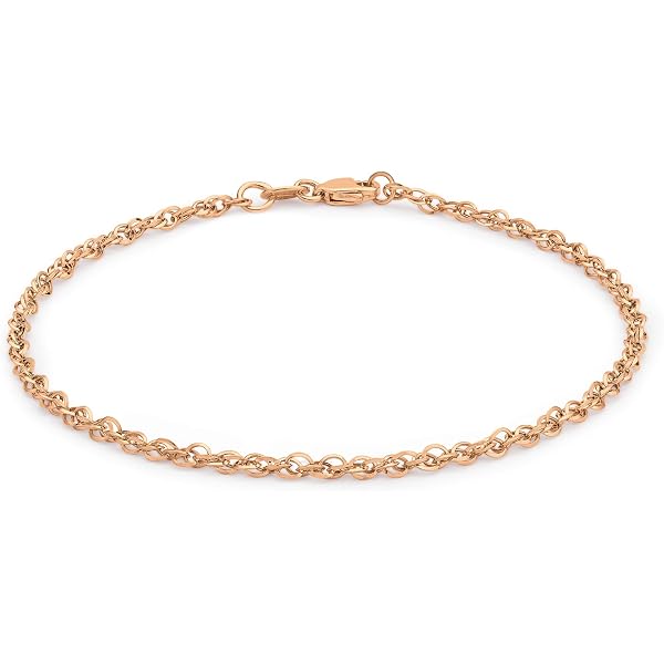 Bracelet Chaîne Trace Martelée En Or 9 Carats, Longueur 7-8 Pouces - Marque Jewellerybox, Neuf Avec étiquettes