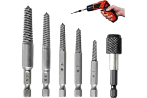 ANRBB 6 pezzi Estrattore di viti, Estrattore di viti rotte ad alta durezza con asta esagonale 6,35 mm, Estrattore a vite 5 dimensioni (#1 – #5) per viti danneggiate arrugginite, compatibile con trapano
