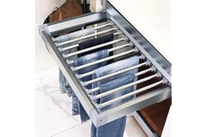 GUODDM Tiroir extensible pour pantalons - Porte-pantalons coulissant pour armoire, étendoir à linge au-dessus de la machine à laver, étendoir à vêtements multifonctionnel caché, gain de place(Silver,45~60cm)