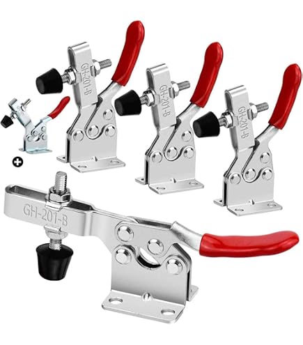 Set Morsetti Verticali Sgancio Rapido LATRAT 5 Pezzi Morsetti Da Banco Verticali, Ferro Zincato Rapido Pull Action Strumento Mano Leggero Sgancio Rapido Strumento Morsetto Verticale Morsetti Con Impugnatura In Silicone - 7