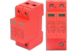 Agatige Protector sobretension, Dispositivos de protección contra sobretensiones de 2 Piezas, DC 500VDisyuntor Protector de Flash de Voltaje de pararrayos fotovoltaicos de CC 2P 40KA con señal remota