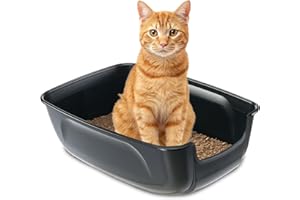 Ferplast Lettiera Gatto, Toilette per Gatti Grandi, in Plastica con Bordi Alti, Facile e Veloce da Pulire L 67 × W 49 × H 24 cm, Nero