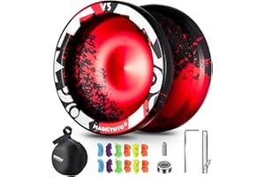 MAGICYOYO V3 Responsive Yoyo for Kids Beginners, Professional Dual Purpose YoYo, Metal Alloy Yo Yo with Unresponsive Yoyo Bearing + 12 Strings+ Removal Tool + Long Axle + Yo-yo Bag (Black Red)