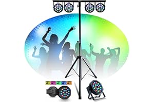 Mooving Light & Sound - Pack Lumière Pied ML-SUPPORT-DJLIGHT - 4 projecteurs par RGB DMX - Fête Soirée Anniversaire