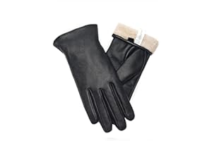 vislivin Vollhand Touchscreen-Handschuhe für Damen Leder Handschuhe Warmer Winter SMS Autofahren Handschuh