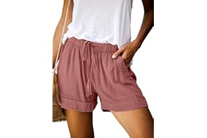 heekpek Pantaloncini Corti Donna Eleganti Vita Alta Casual Pantaloni Sciolto Shorts con Cintura Elastica e Due Tasche Laterali Confortevole Traspirante Estivi Ragazza Pantaloncino