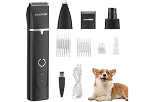 BarberBoss Kit de aseo para perros, cortapelos para perros para aseo, cortapelos para perros para pelo grueso inalámbrico, cortapelos para gatos para pelo enmarañado, kit de aseo para mascotas QR-9092