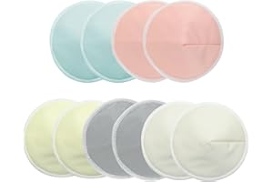 BUYSOW Coppette per Allattamento Lavabili 5 Paia, Assorbilatte Riutilizzabili in Bambù Fibra Organica Ultra Assorbenti con 3 Strati Protezione, Sicure Naturali a Prova Perdite Extra per l'Allattamento