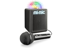 Mi-Mic Mini Speaker with MIC | Kids Karaoke Machine and Disco Cube Speaker, Portable with Bluetooth, Microphone, LED Lights