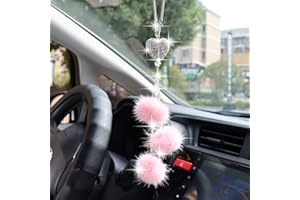VICDUEKG Adorno Colgante de Coche en Forma de Corazón, Interior del Coche Espejo Retrovisor Adorno Colgante, Accesorios de Coche para Mujer (Rosa)