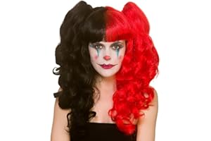 Wicked Costumes Harlequin Red & Black Bunches Fancy Dress Wig