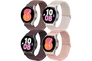 SOLOLUP 4 Pcs Bracelets Nylon Tressés pour Samsung Galaxy Watch 7/6/5/4/FE 40mm 44mm/Watch 6 Classic 43mm 47mm/5 Pro 45mm/4 Classic 42mm 46mm，20mm Élastique Ajustable Sports Bracelet pour Femme Homme