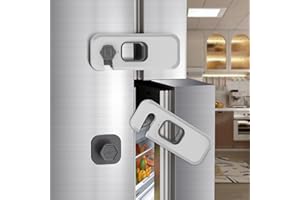 WILBEVA Paquete de 5 cerraduras de nevera con autoadhesivo, pestillo de refrigerador para niños, niños pequeños y niños, cerradura de puerta de congelador a prueba de niños y bebés, para armarios y cajones,