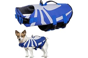 PUMYPOREITY Schwimmwesten für Hunde, Rettungsweste Hunde Schwimmweste Schwimmtraining Hundelebensweste Ripstop Float Coat Dog Life Jacket mit Rettungsgriff für Kleine, Mittlere, Große Hunde(Blau, M)